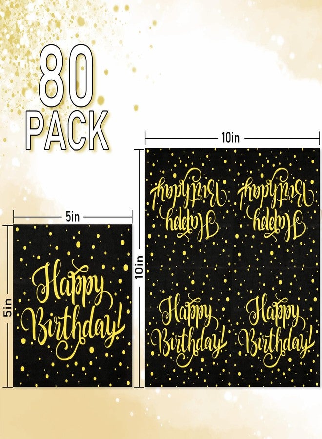 JarThenaAMCS مناديل JarThenaAMCS 80 قطعة مناديل عيد ميلاد سعيد بنقاط ذهبية سوداء، مناديل كوكتيل ورقية للاستخدام مرة واحدة، لوازم تزيين طاولة المشروبات في الحفلات (غير مطلية برقائق ذهبية). - Image 2